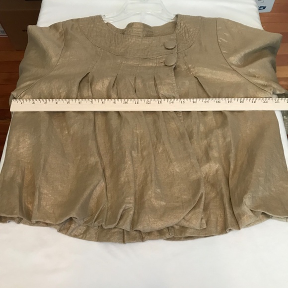 SPIEGEL Linen Cropped Jacket Linen Bolero Metallic Gold Women’s Plus Size 16 1X - Picture 12 of 16